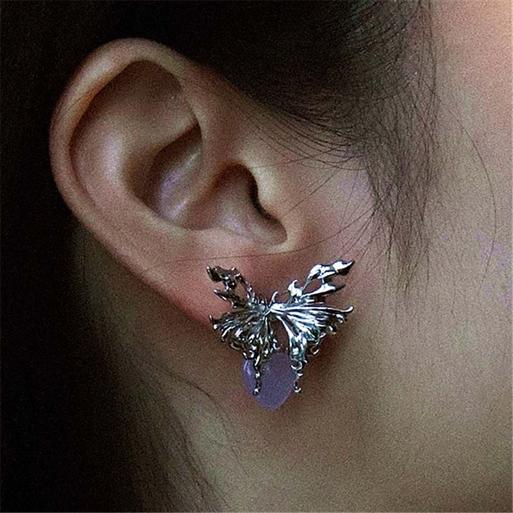 Bông tai hình bướm màu hồng phong cách Hàn Quốc thời trang cho nữ