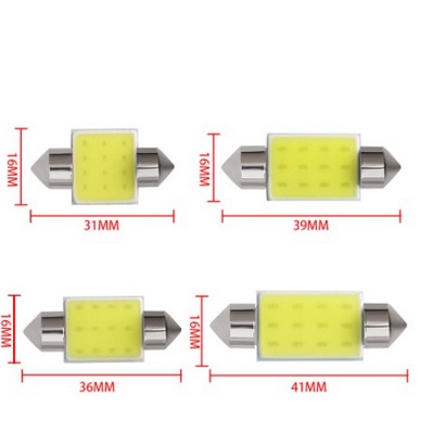 Bóng Đèn Led 31mm 36mm 39mm 41mm Cob 12 Chip  Dc 12v Cho Xe Hơi ô tô bảng biển số trần cánh cửa cốp