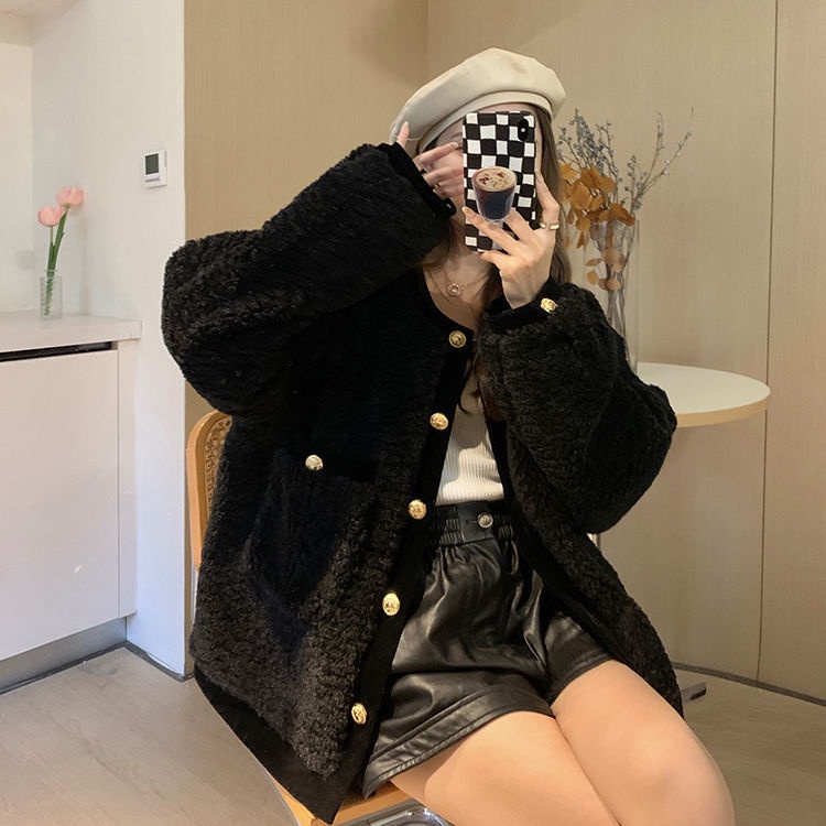 Áo Khoác Len Lông Cừu Dày Dặn Phong Cách Hàn Quốc Thời Trang Mùa Đông Mới Chất Lượng Cao Cho Nữ