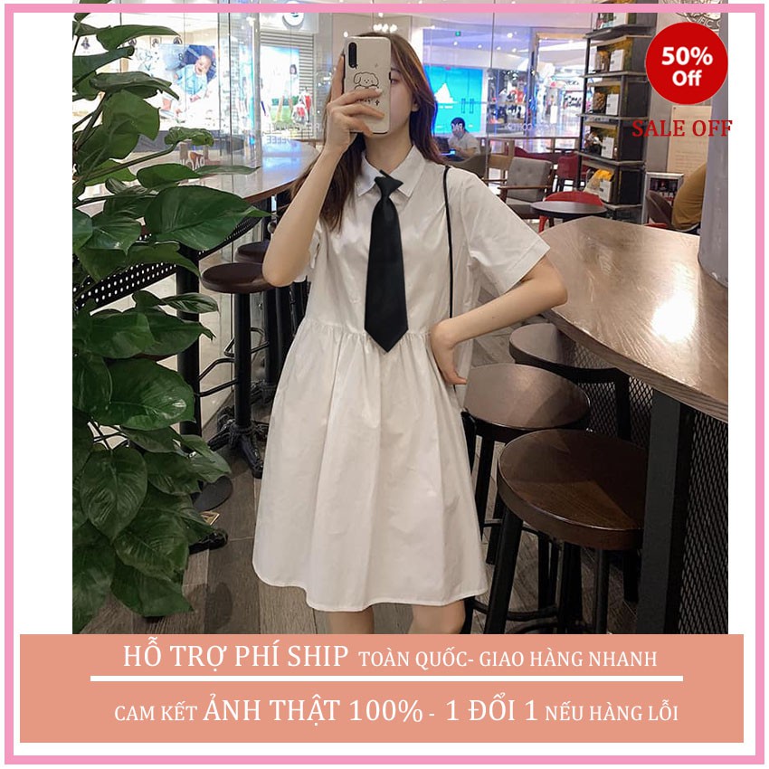 váy nữ đẹp -đầm nữ Váy babydoll nữ -dài tay kèm càvạt dáng xoè form rộng cực xinh, Váy Ulzzang MAGIDO-(FREESHIP)