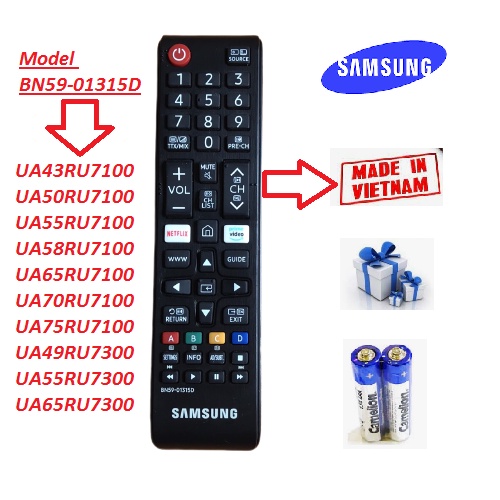[Made in vietnam] Điều khiển tivi samsung, Remote samsung BN59-01315D hàng zin theo máy