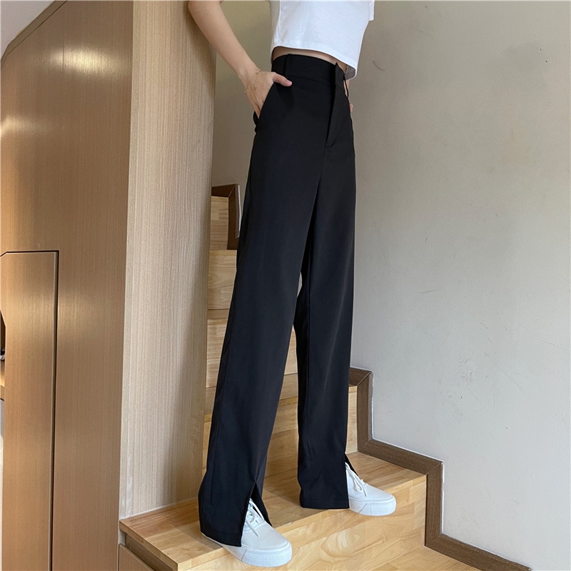 Quần Dài Ống Rộng Xẻ Tà Thời Trang Hàn Quốc Cho Nữ