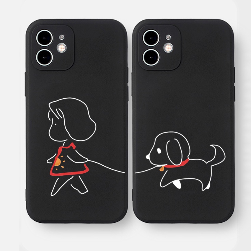 Ốp Lưng Iphone Cạnh Vuông Hình Đôi Dắt Chó, BVC Cho Iphone6/6s/7/8/7plus/8plus/6plus/6splus/11/11pro//11promax/x/xs-DIY