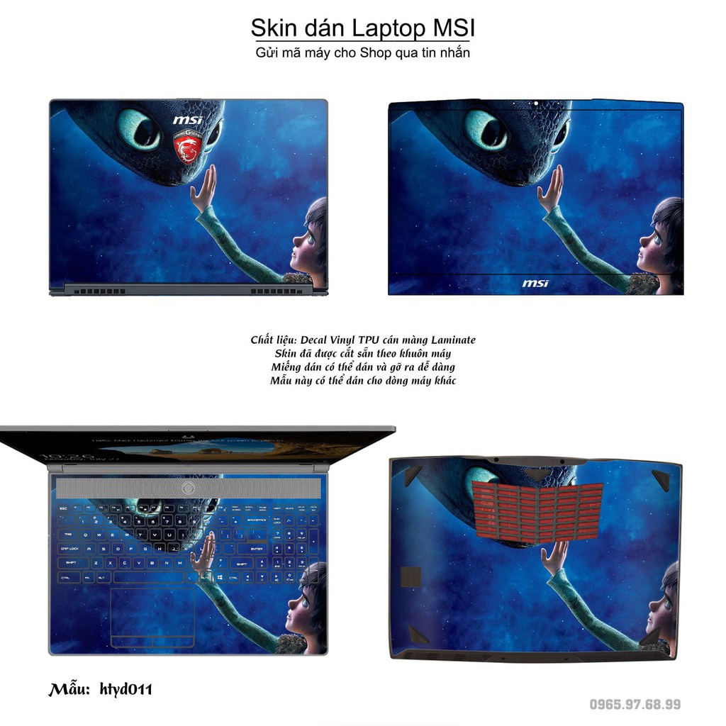 Skin dán Laptop MSI in hình bí kíp luyện rồng (inbox mã máy cho Shop)