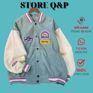 Áo khoác bomber nữ nam in logo cầu vồng, áo bomber chất nhung tăm hàng xịn,tốt,bền GZAK010 Store Q&P