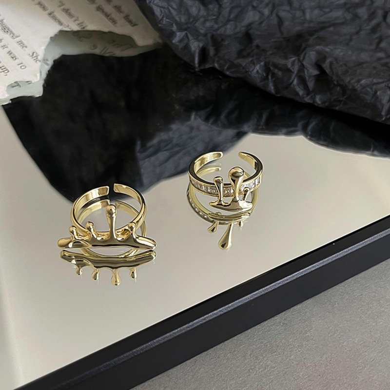 Nhẫn Hở Đính Đá Zircon Phong Cách Harajuku Thời Trang