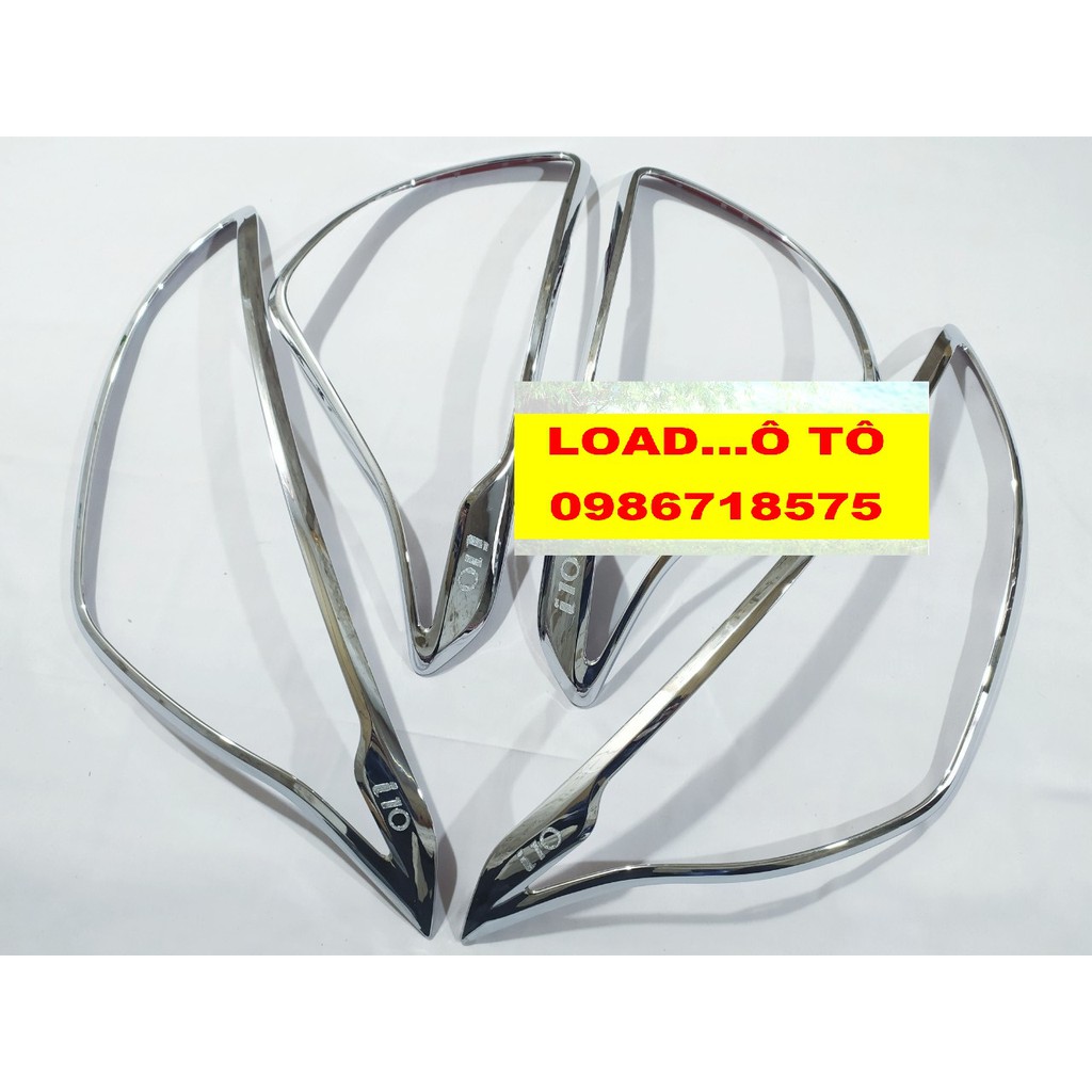 Bộ Ốp Viền Đèn Pha, Hậu Huyndai I10 2021-2022 Nhựa ABS Mạ Crom Sáng Bóng