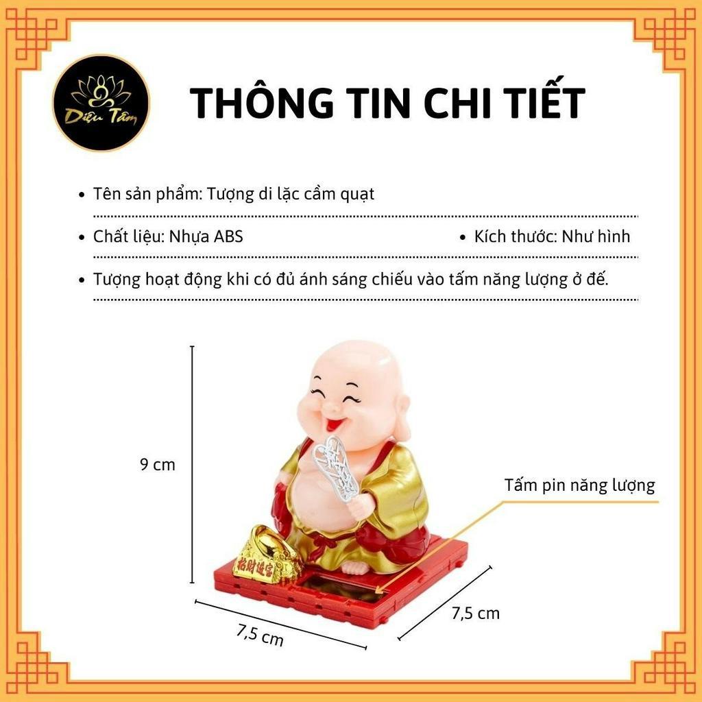 Tượng phật di lặc,tượng di lặc cầm quạt là tượng phong thủy dùng để trang tri xe hơi ô tô, đồ thờ cúng Diệu Tâm
