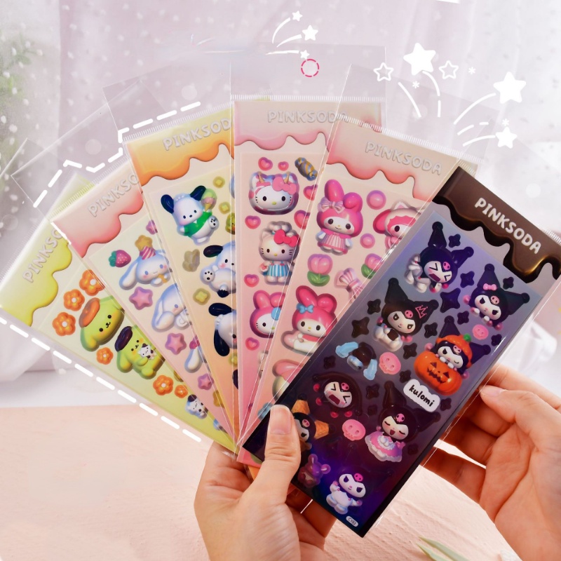 SANRIO Miếng Dán PVC Hình Kuromi Cinnamoroll 3D Trang Trí Sổ Tay
