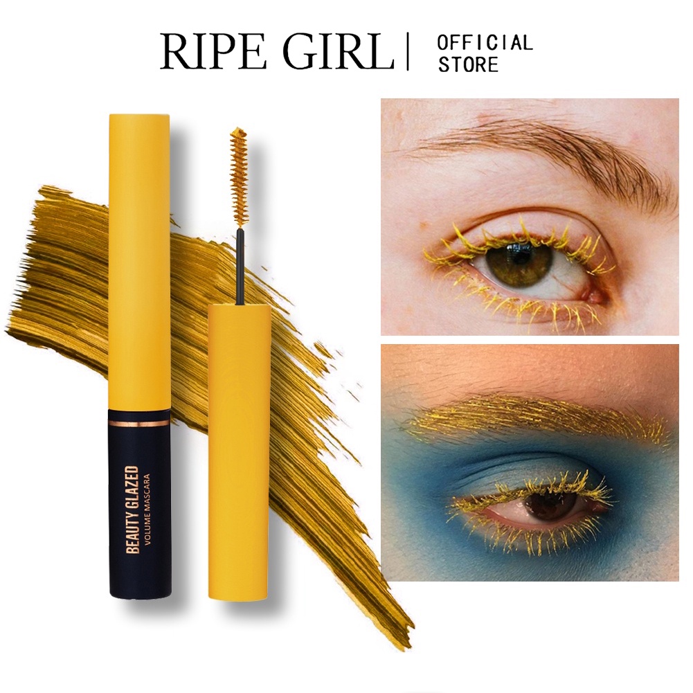 Mascara chải lông mi RIPE GIRL làm dày siêu mềm mịn nhiều màu sắc tùy chọn chống thấm nước và mồ hôi không bị nhòe