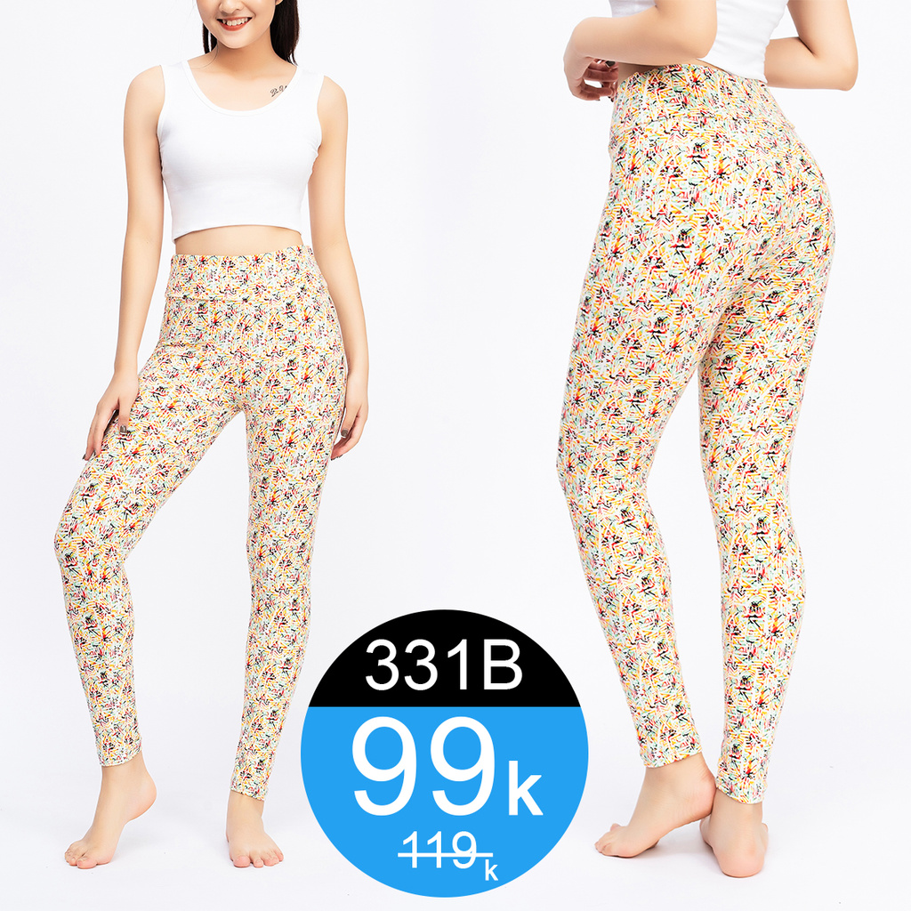 Quần Legging BIG SIZE cho người BÉO từ 70kg-85kg- [HÀNG XUẤT DƯ, SIÊU CO GIÃN] - Gym, Yoga Nữ, Họa Tiết 331 - Cạp Cao