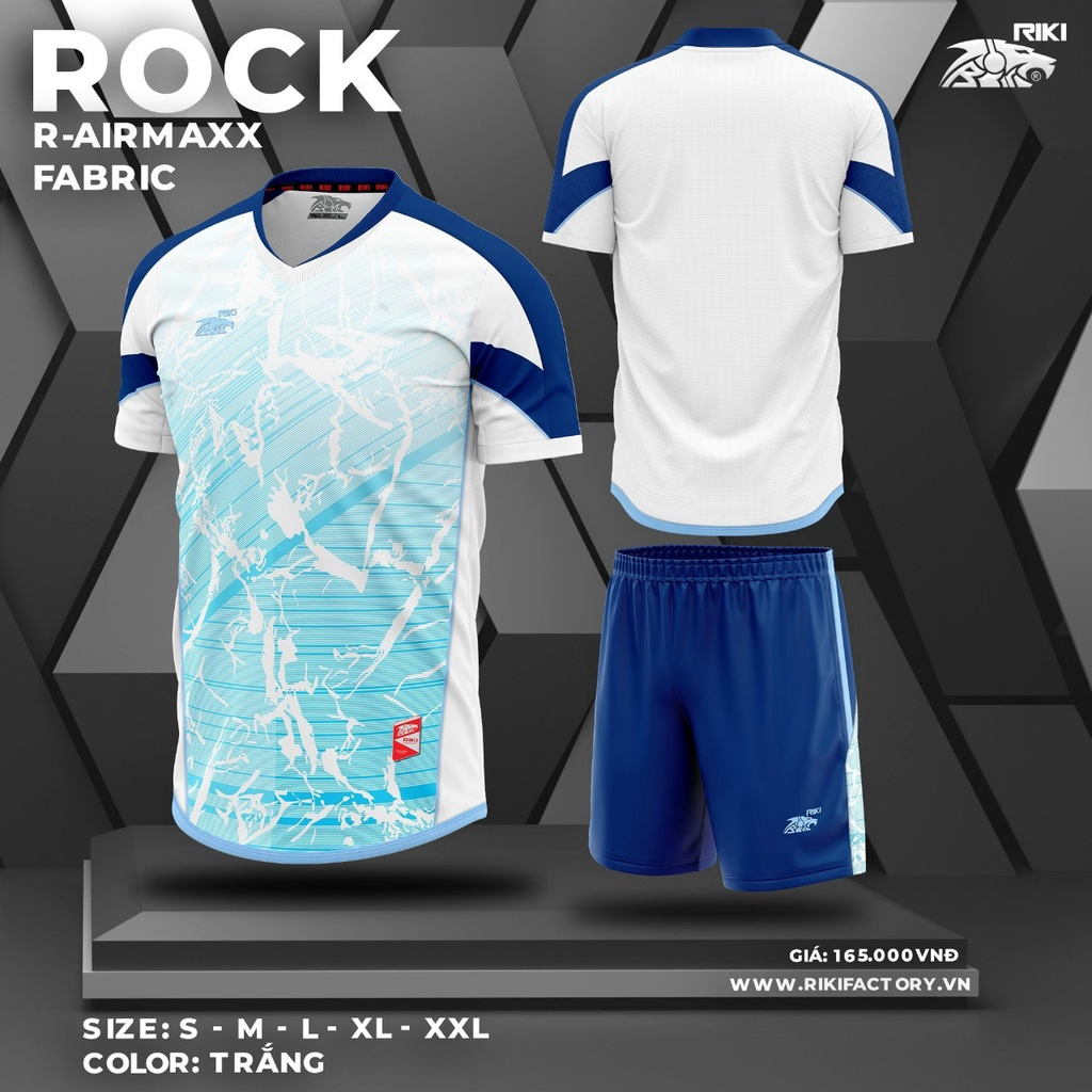 Bộ đồ đá bóng không logo riki rock màu trắng
