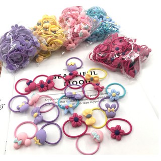 Set 10 dây cột tóc nhiều màu dễ thương