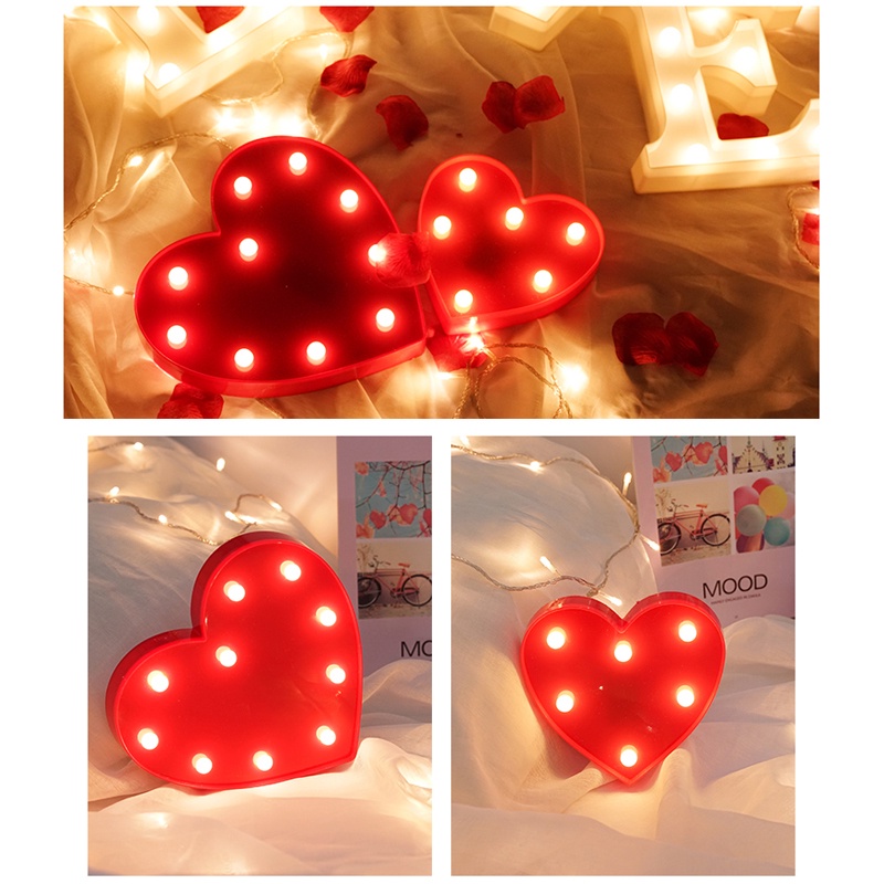 Đèn LED Trái Tim Trang Trí Không Gian Phòng Ngủ Siêu Lãng Mãn (Dùng Pin)