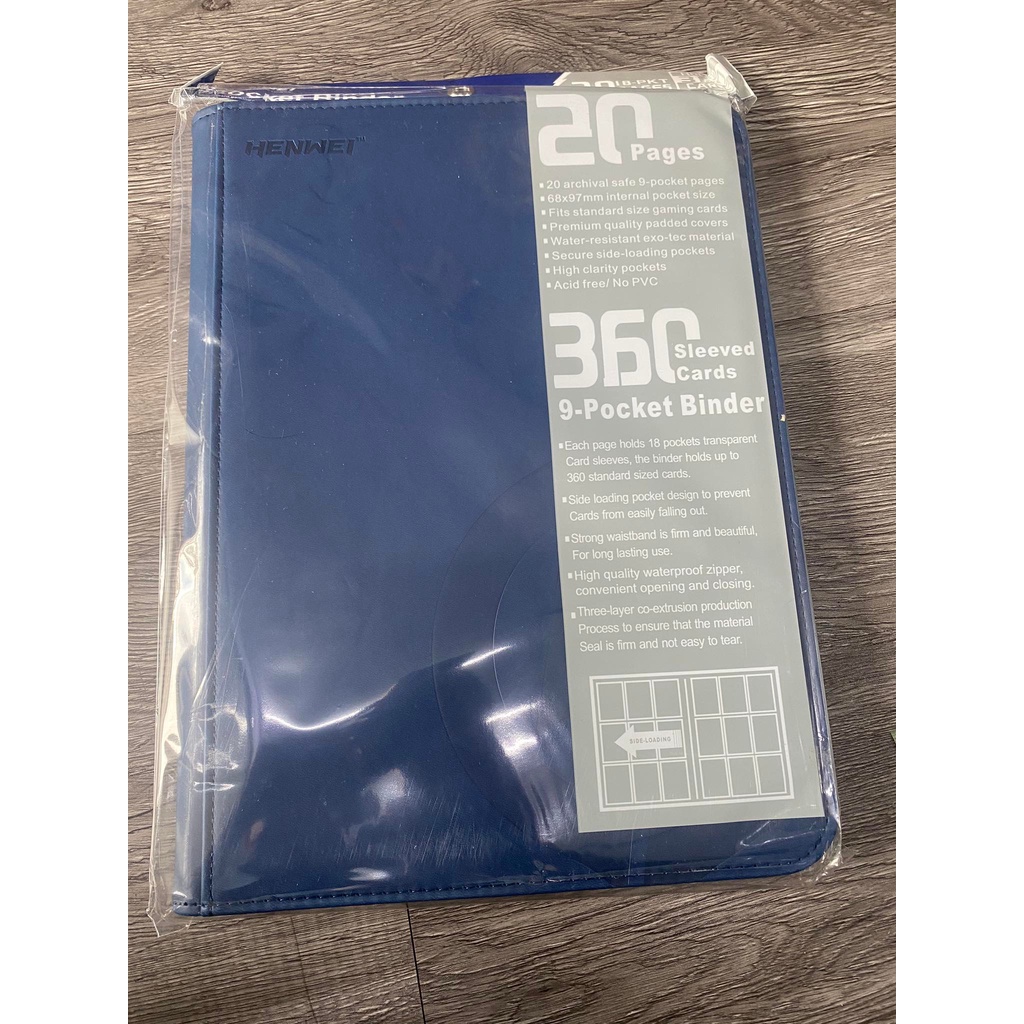 [ Phụ kiện RẺ NHẤT SHOPEE ] Sổ đựng card , Album Sưu Tập thẻ bài bằng da có dây kéo 9-Pocket đen 3x3 (Tối Đa 360 Lá Bài)