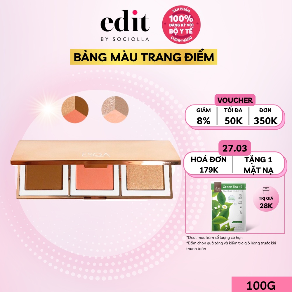 Bảng màu trang điểm ESQA The Goddess Cheek Palette (100g)