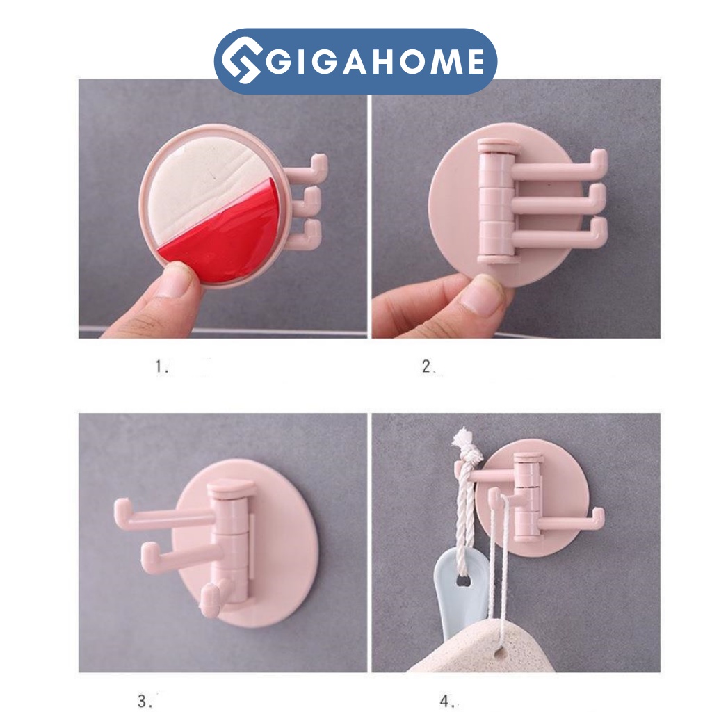 Móc Treo Đồ Dán Tường 3 Chấu GIGAHOME Xoay 180 Độ, Chịu Lực Tốt 8960