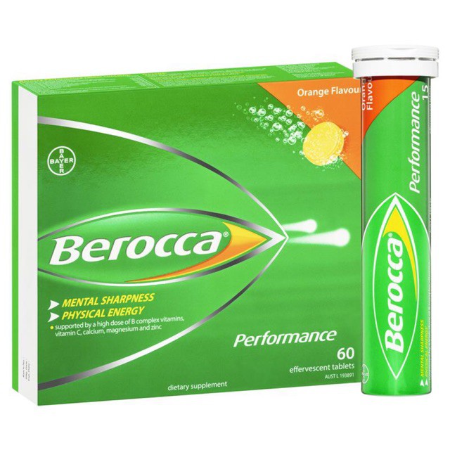 viên sủi multavitamin berocca performance úc tuýp 15 viên hộp 3 tuýp