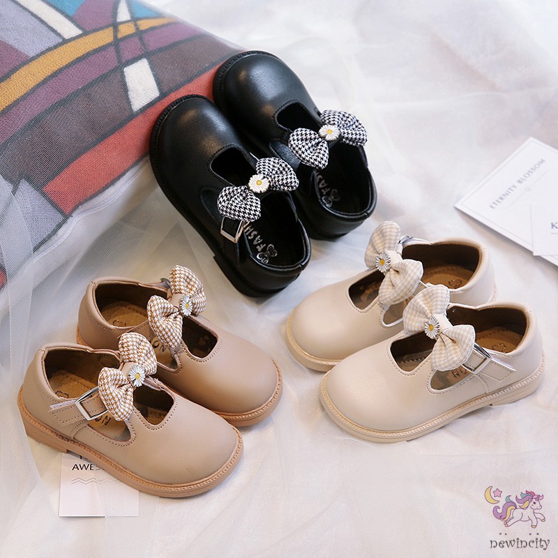 Giày búp bê đính nơ tinh tế đế mềm chống trượt thời trang cho bé gái phong cách Hàn Quốc