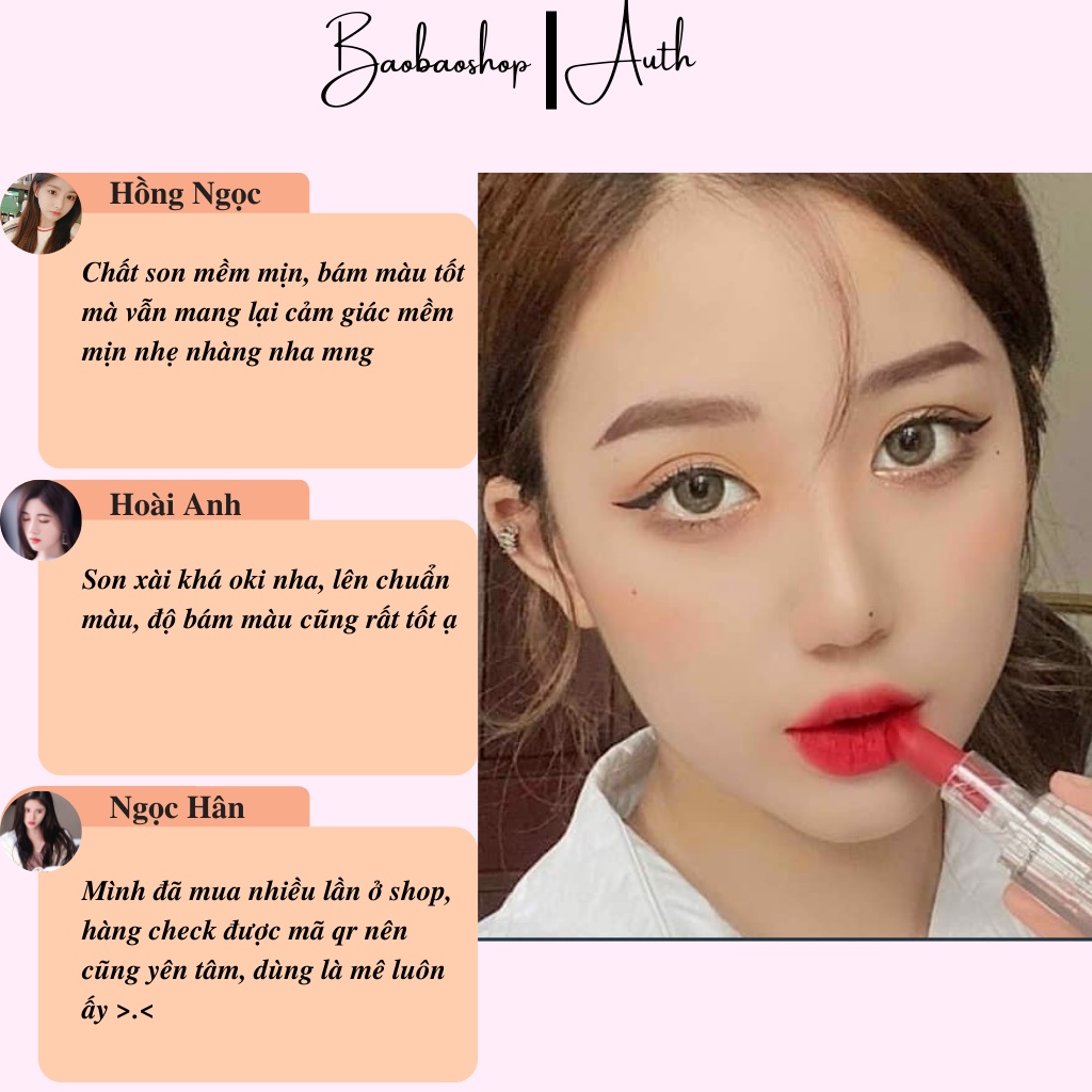 Son Lì vỏ Trong Suốt 3CE Soft Matte Lipstick đủ màu date 2025 siêu dài cho đôi môi tươi trẻ quyến rũ