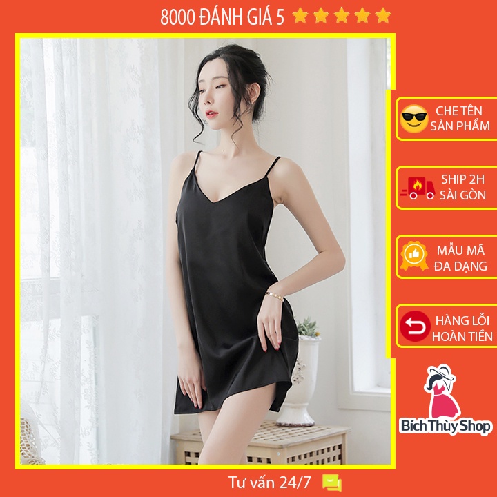Váy ngủ lụa gợi cảm hai dây đơn giản váy mặc lót trong đầm với 4 màu siêu hot BT119B