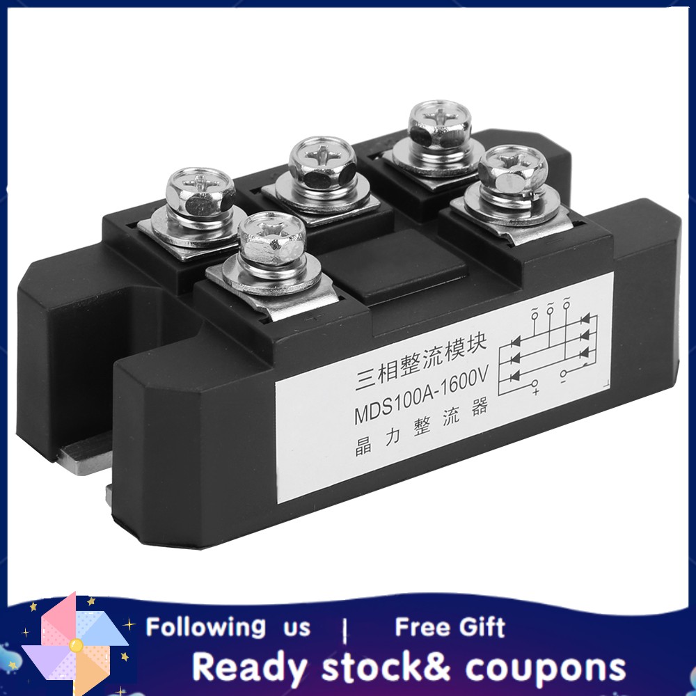 Bộ chỉnh lưu diode cầu 3 pha sóng đầy đủ MDS-100A 1600V 5 đầu