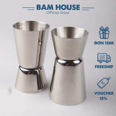 Ly đong định lượng pha chế 2 đầu Bam House loại lớn 50ml inox 304 cao cấp LD01
