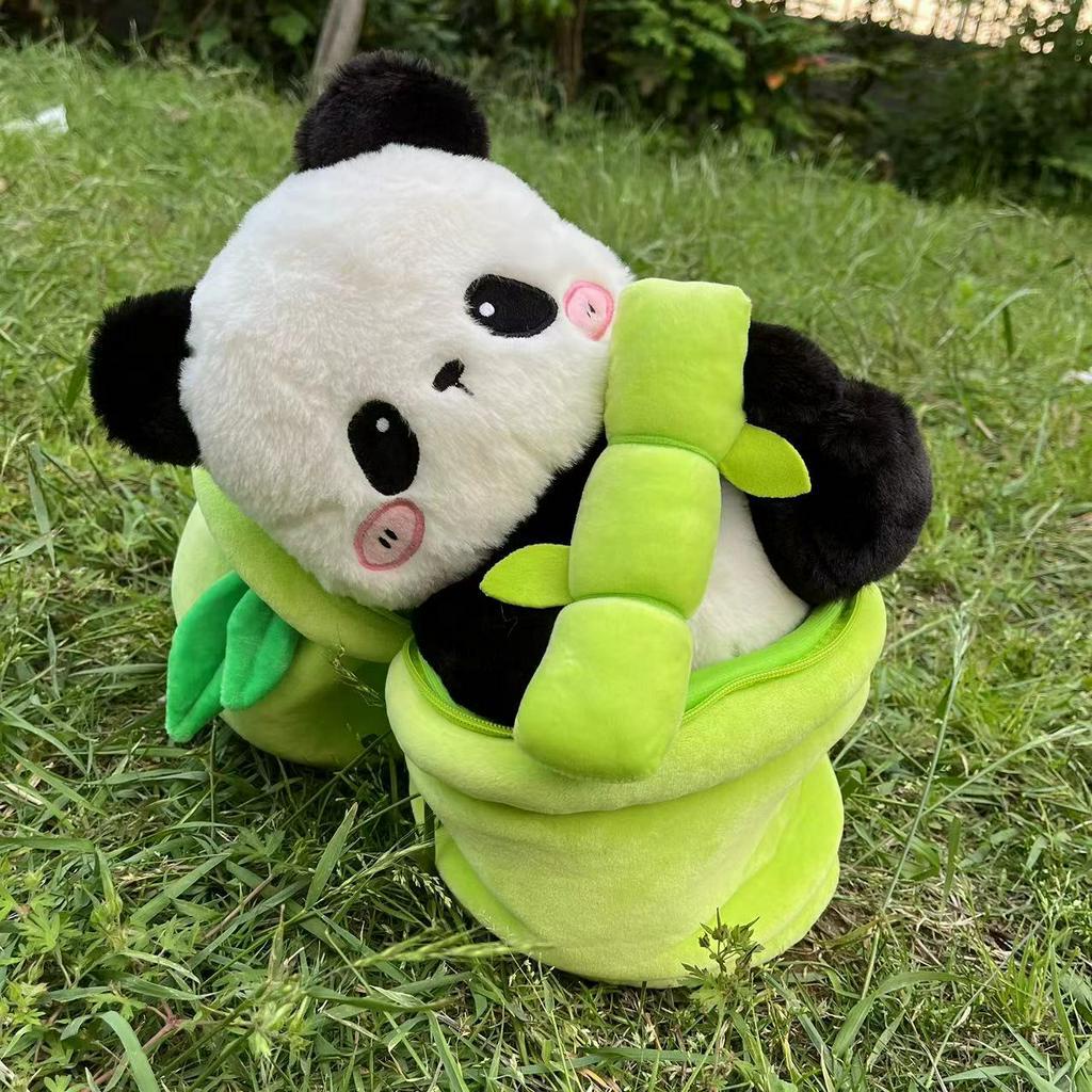 Có hàng2-1 gấu trúc lông bông trong một ống tre gấu trúc lông bông bông bông gấu trúc đáng yêu gấu trúc trúc búp bê gửi quà sinh nhật cho trẻ em quà tặng