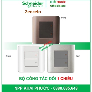 Bộ công tắc đôi 1 chiều 16a màu trắng đồng xám zencelo schneider e8432_1_g19 e8432_1_sz_g19 e8432_1_sa_g19 khải phước