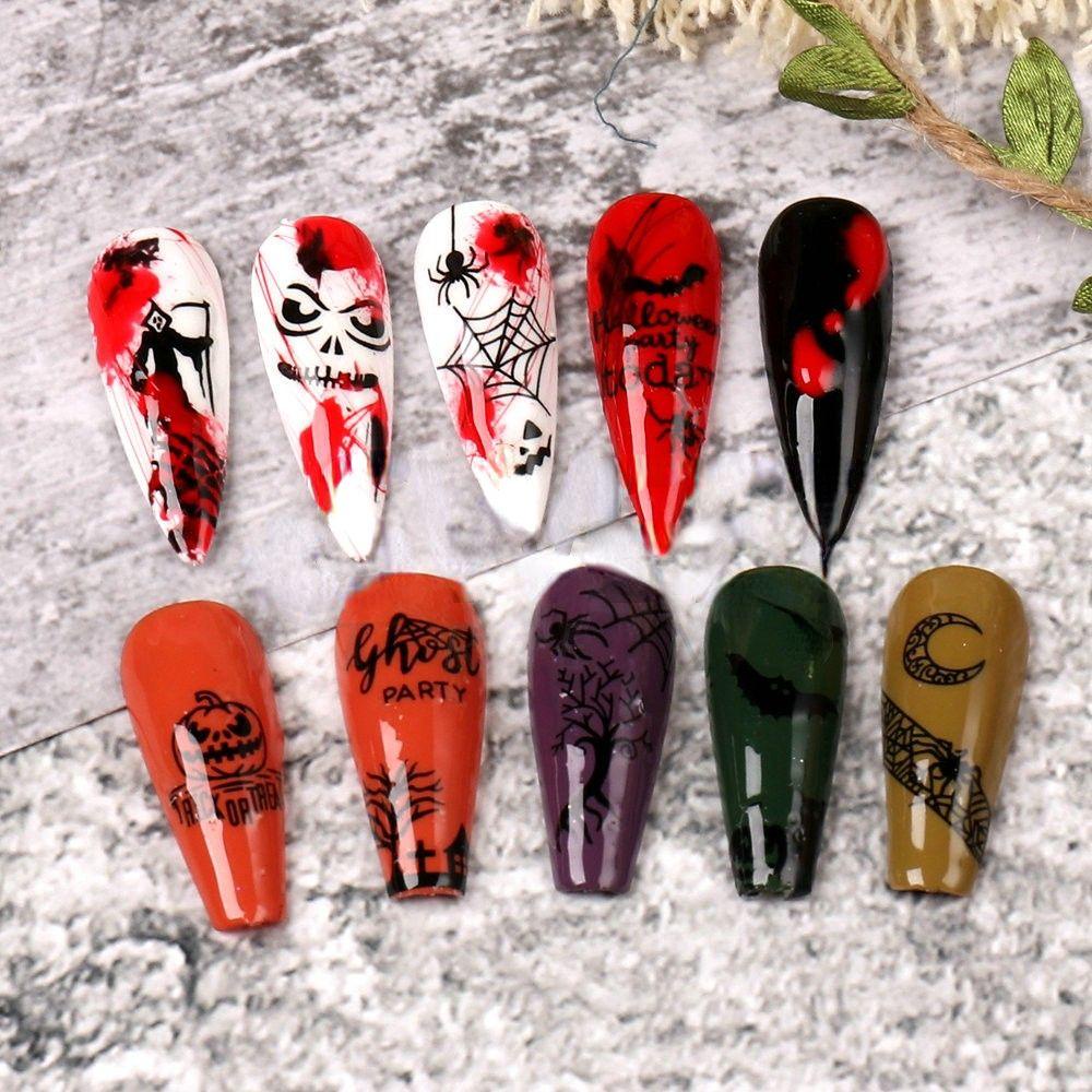 Bộ 9 Hình Dán Móng Tay Họa Tiết Halloween Độc Đáo