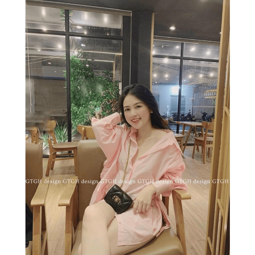 SET Sơ Mi Nữ Dây Rút Hồng kèm Quần Đùi Trắng Chất Đẹp Mát Thích Hợp Đi Chơi Điệu Đà [NEW UNISEX]