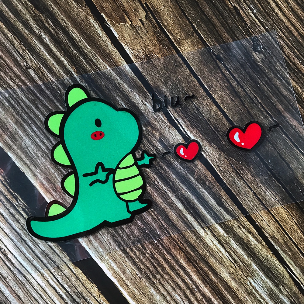 Hình dán xe khủng long phản chiếu Hình dán xe máy dễ thương Nhật Bản Decal trang trí xe máy