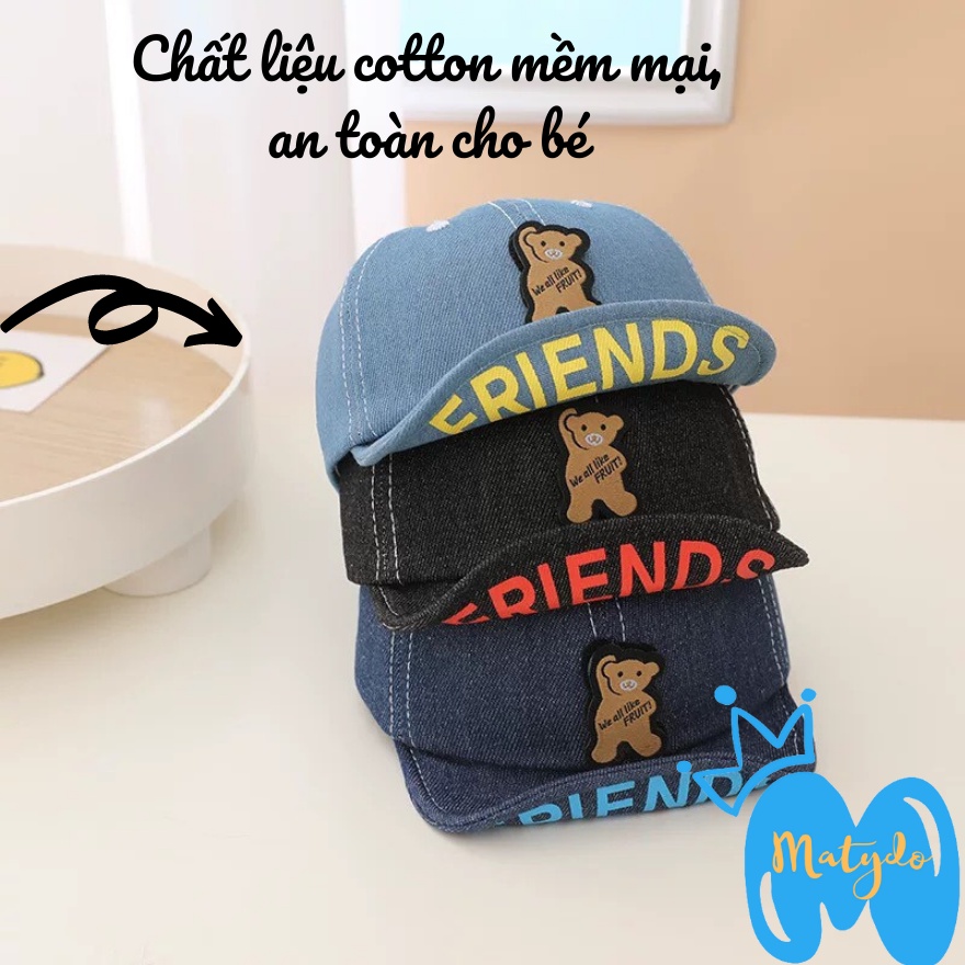 Mũ cho bé gái bé trai MATYDO nón lưỡi trai hình gấu FRIEND đáng yêu phụ kiện trẻ em mùa hè