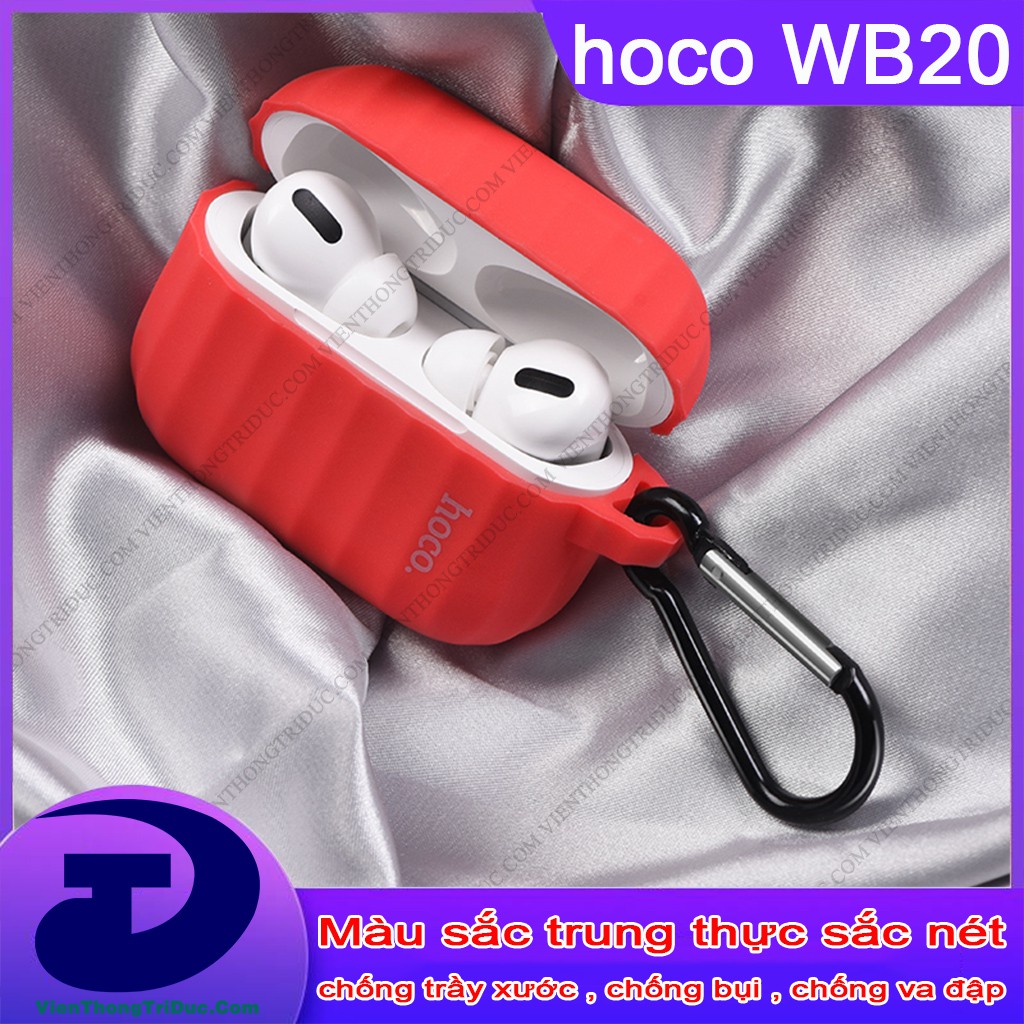 Case Silicone Hộp Đựng Cho Tai Nghe Airpods pro Hoco WB20 Dày-Cầm Chắc Tay- Ôm Khít-Chống Trầy Xước-Bụi Bẩn-Tặng Dây