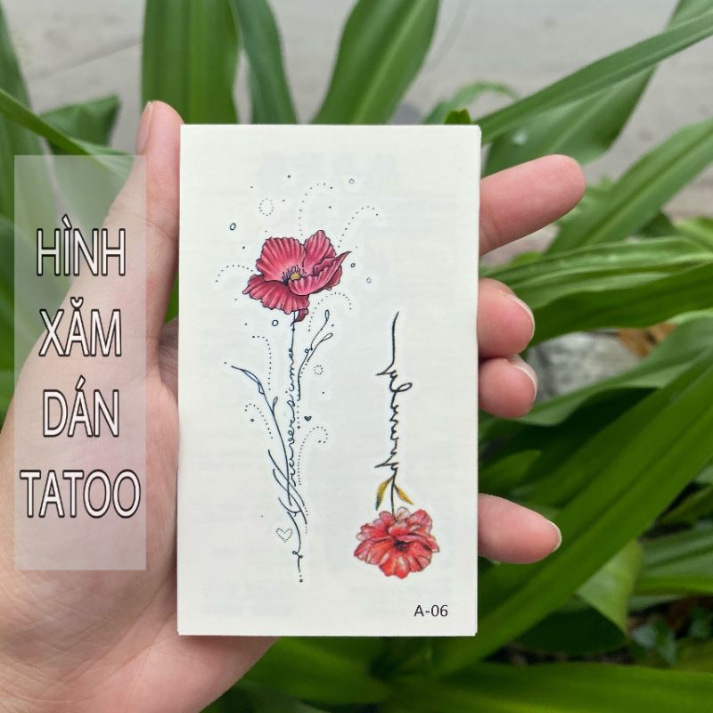 Hình xăm hoa nhỏ xinh a06. Tatoo dán tạm thời size 10x6cm