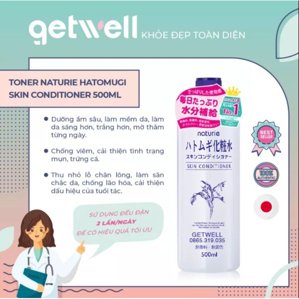 Toner Naturie ý dĩ 500ml lotion nước cân bằng da Naturie cấp ẩm dưỡng trắng - KONNICHIWA | BigBuy360 - bigbuy360.vn