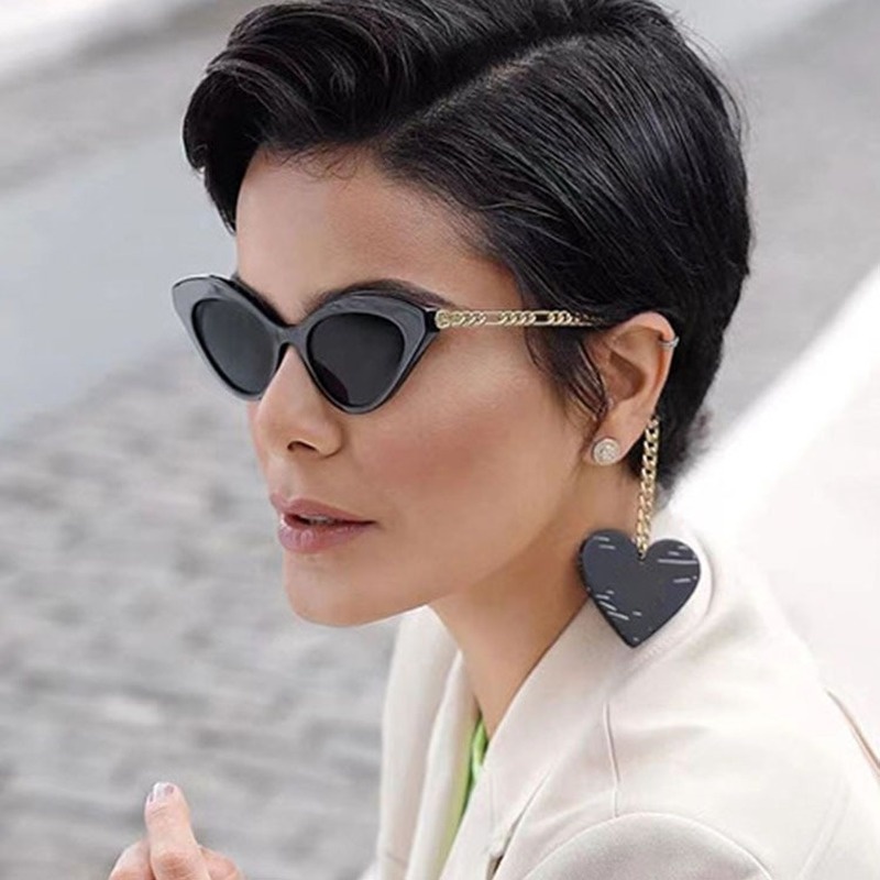 (KIQI-FASHION) COD Kính Mát Mắt Mèo Tròng Tam Giác Chống Tia Uv400 Thời Trang Cá Tính Cho Nữ