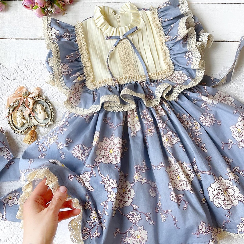 Đầm Công Chúa Họa Tiết Hoa Phong Cách Lolita Xinh Xắn Cho Bé Gái