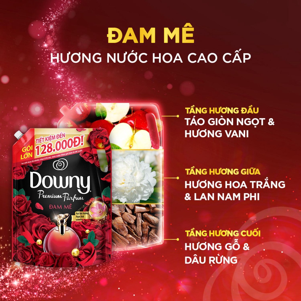 Nước Xả Vải DOWNY Nước Hoa Cao Cấp Đậm Đặc Hương Đam Mê Túi 4L