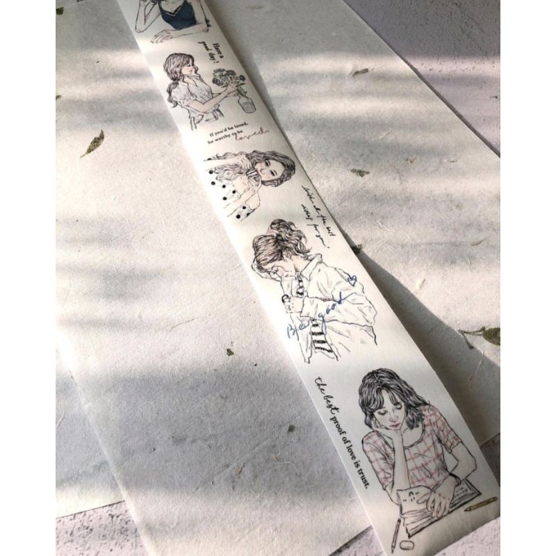 Krisna.room ♡ Washi cô gái Pion- Sketch girl (Chiết 1 chu kì 70cm)