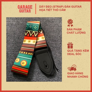 Dây đeo đàn guitar kiểu 2 đầu, làm bằng vải mềm, họa tiết - Garage Guitar