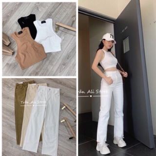 Áo crop top sát nách ( chất cotton zip)
