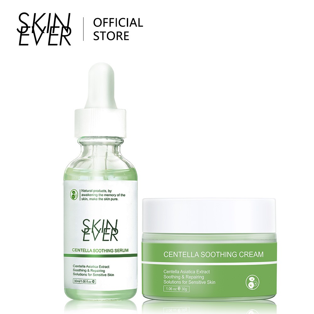 Bộ serum và kem rau má dưỡng ẩm sâu xoa dịu chống dị ứng SKIN EVER