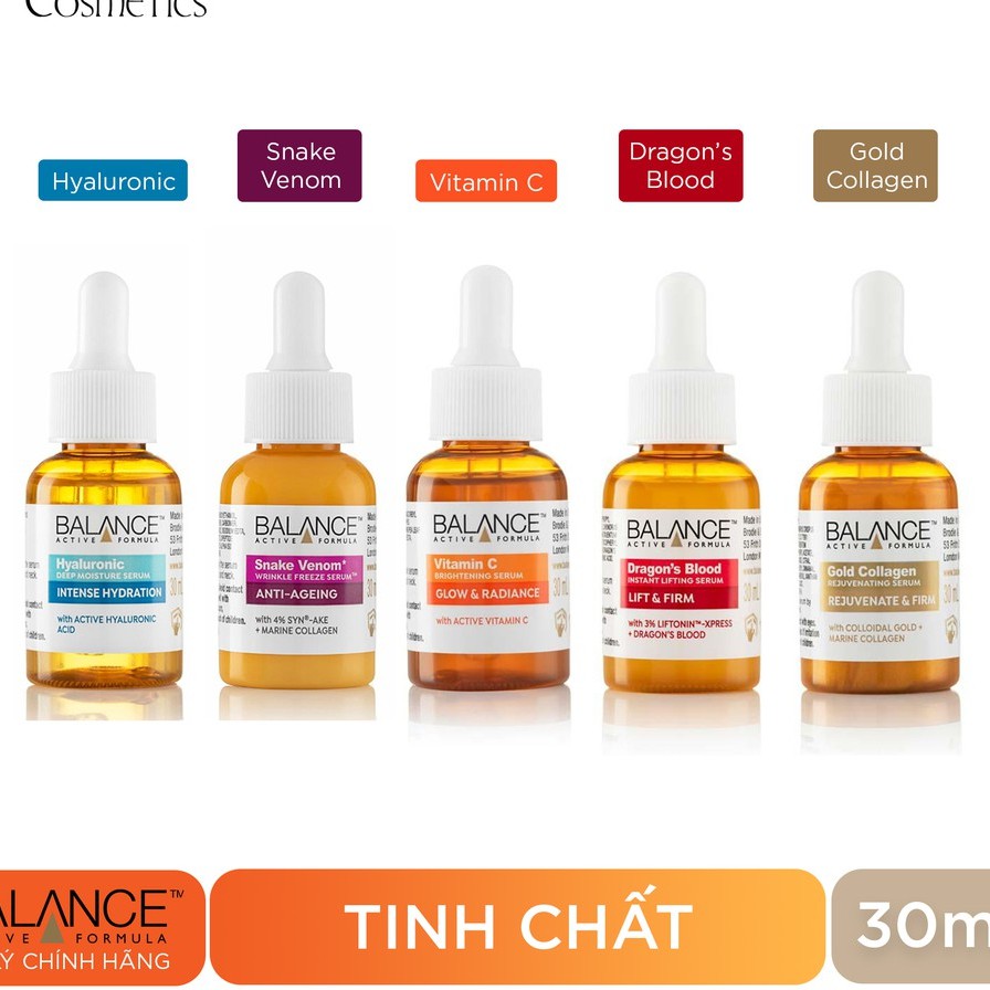 Tinh chất Serum Balance vitamin c, Hyaluronic, Snake venom, Gold collagen, Dragon’s chính hãng