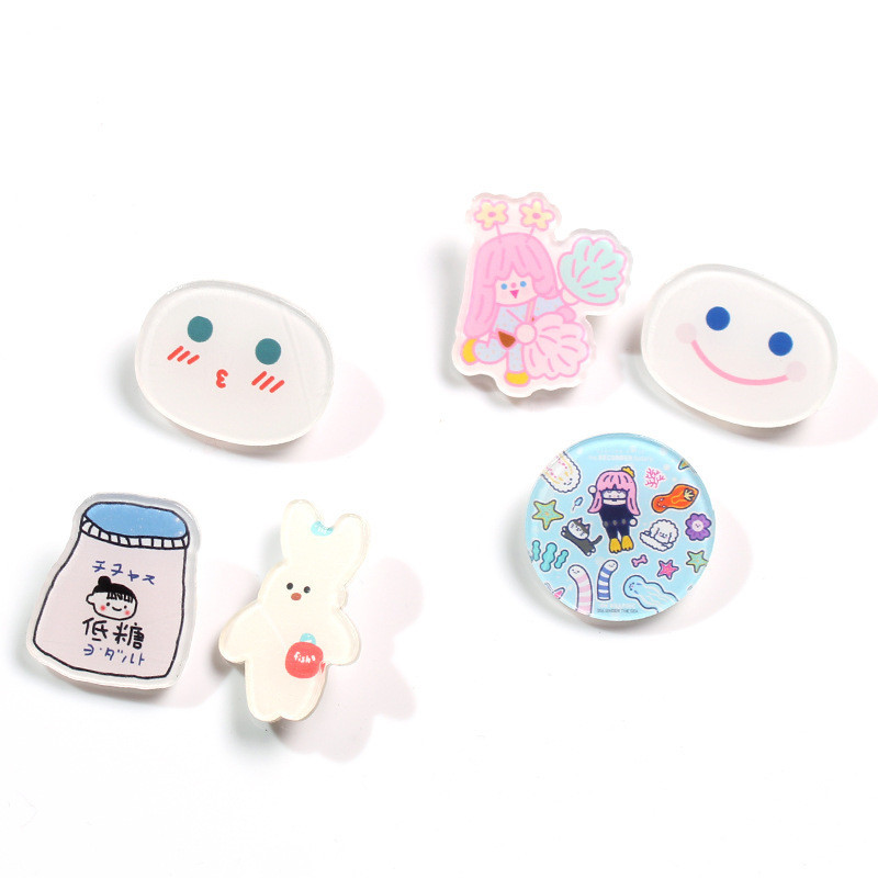 Ghim cài hình hoạt họa mặt cười đáng yêu trang trí cho quần áo/túi