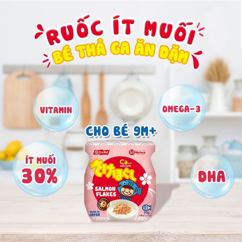 Ruốc cá hồi Meiwa ít muối 50gr thơm ngon bổ dưỡng tiện dụng cho bé ăn dặm SAMI KIDS