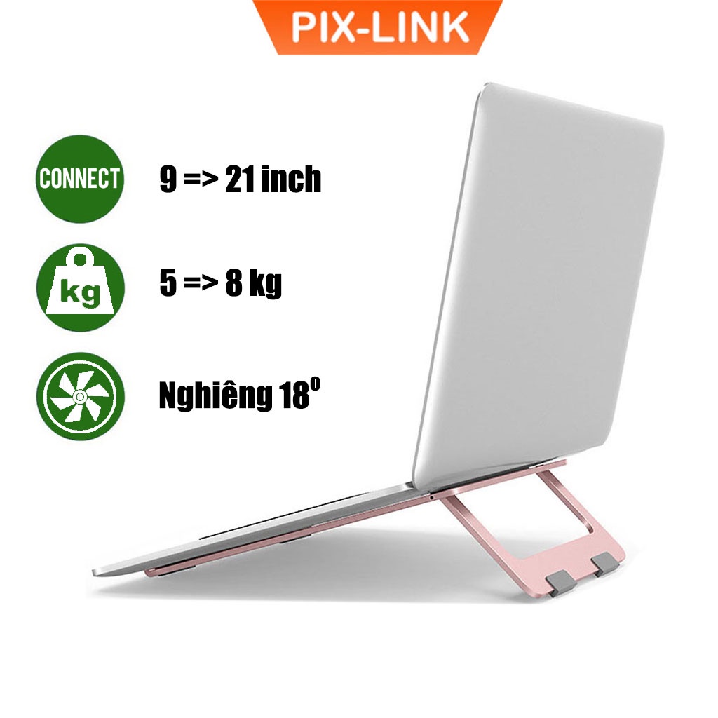 Đế tản nhiệt laptop PIX-LINK X5 chất liệu nhôm nguyên khối, siêu mỏng nhẹ dùng cho máy 13- 15.6 inch