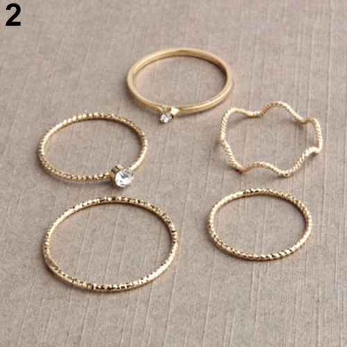 Atlantamart| Set 5 Nhẫn Đốt Ngón Tay Gợn Sóng