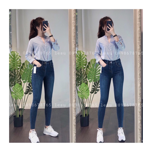 ẢNH TỰ CHỤP Sơ mi sọc nhuyễn tay nơ