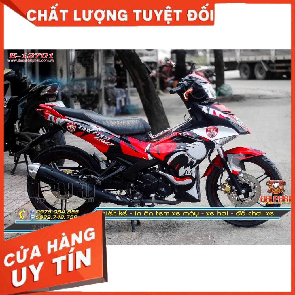 Tem Trùm Xe Exciter 150 Tiger Đỏ Đen Trắng